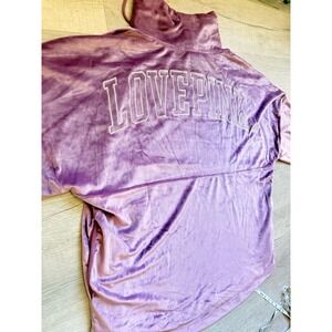 XL Womens Love Pink purple Victoria Secret‎ Velour pullover sweatshirt pockets